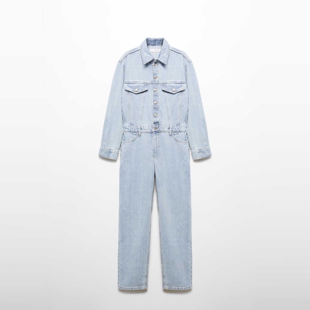 Mango NWT Denim Jumpsuit with Buttons